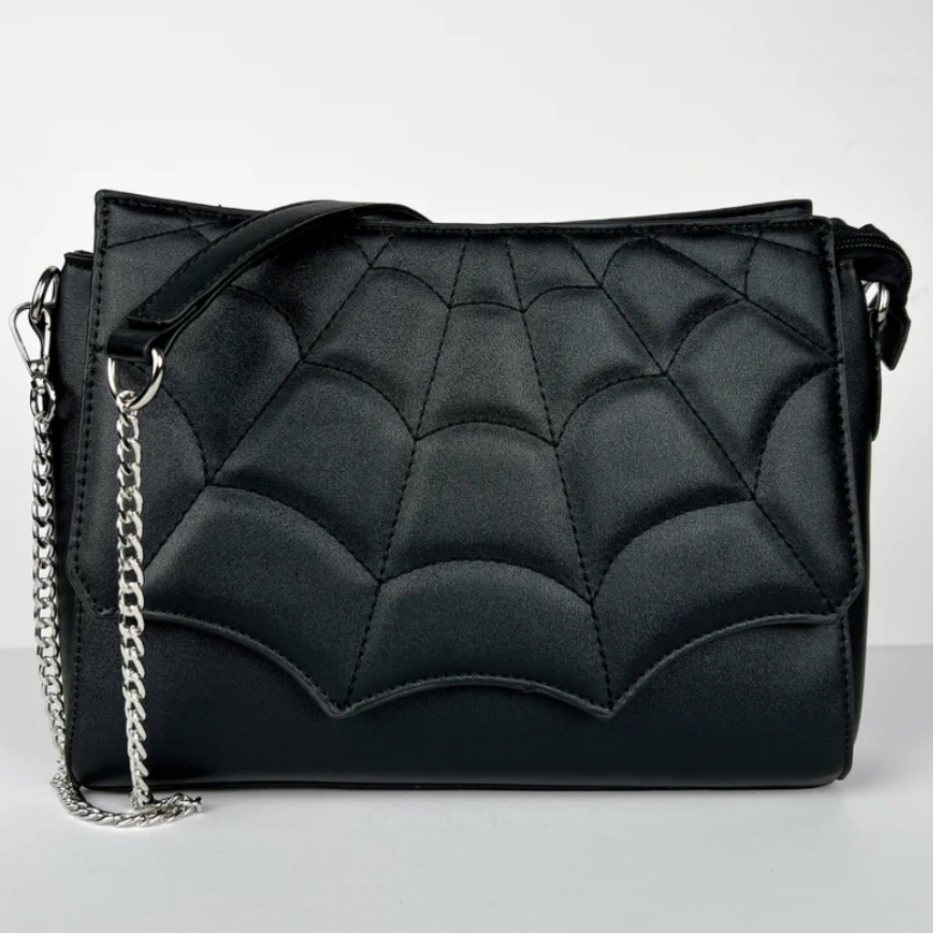 Banned Alternative Quilted Spiderweb Crossbody Bag Nwot